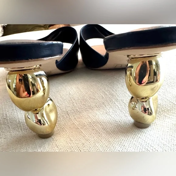 Cult Gaia Gigi Slide Sandal in Navy & Gold - Picture 9 of 10